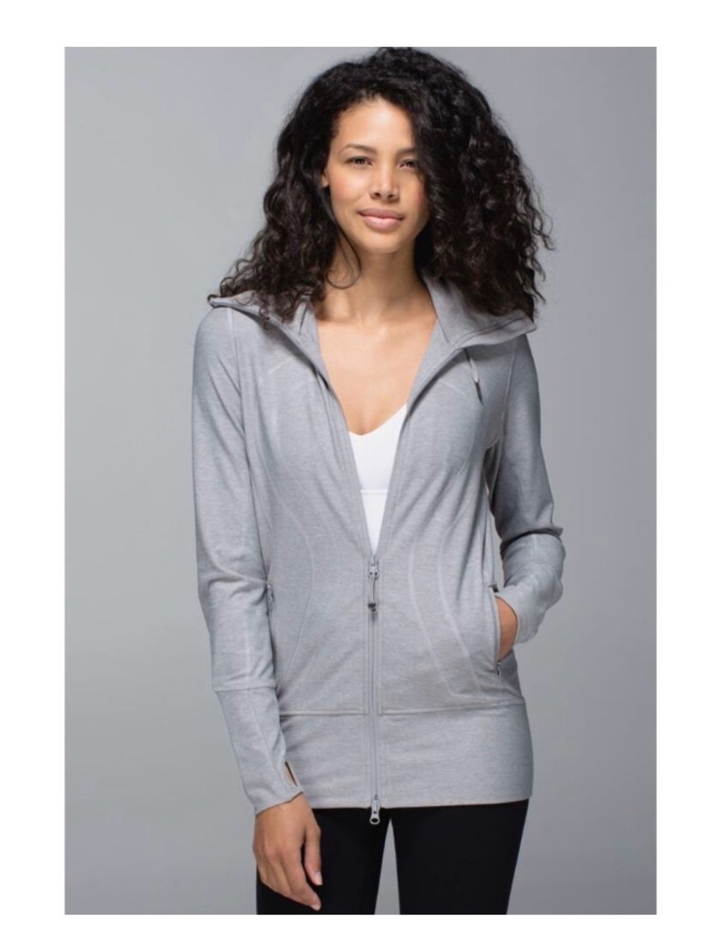 lululemon athletica Light Gray Hooded Jacket Stride II